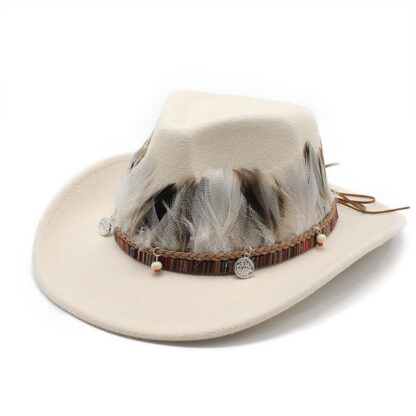 Four Seasons Western Cap with Feather Design - Image 2