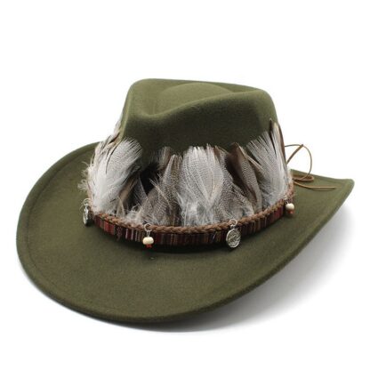 Four Seasons Western Cap with Feather Design - Image 3