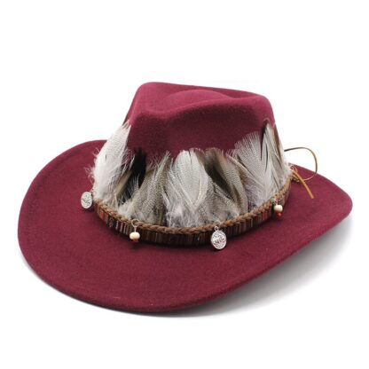 Four Seasons Western Cap with Feather Design - Image 4